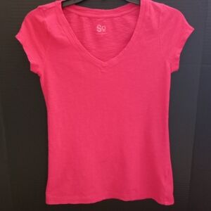 SO Hot Pink V-Neck Top